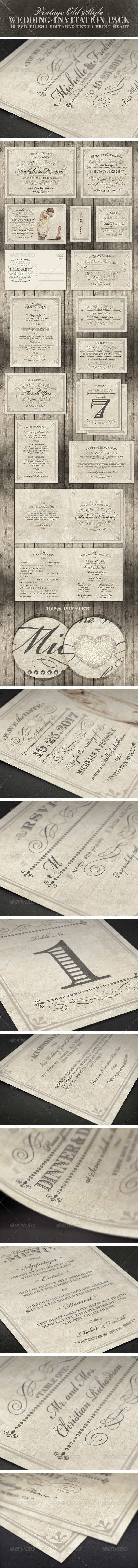  Wedding Invitation Package - Vintage Old Style (Weddings)