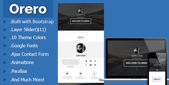 Orero Responsive One Page vCard Template