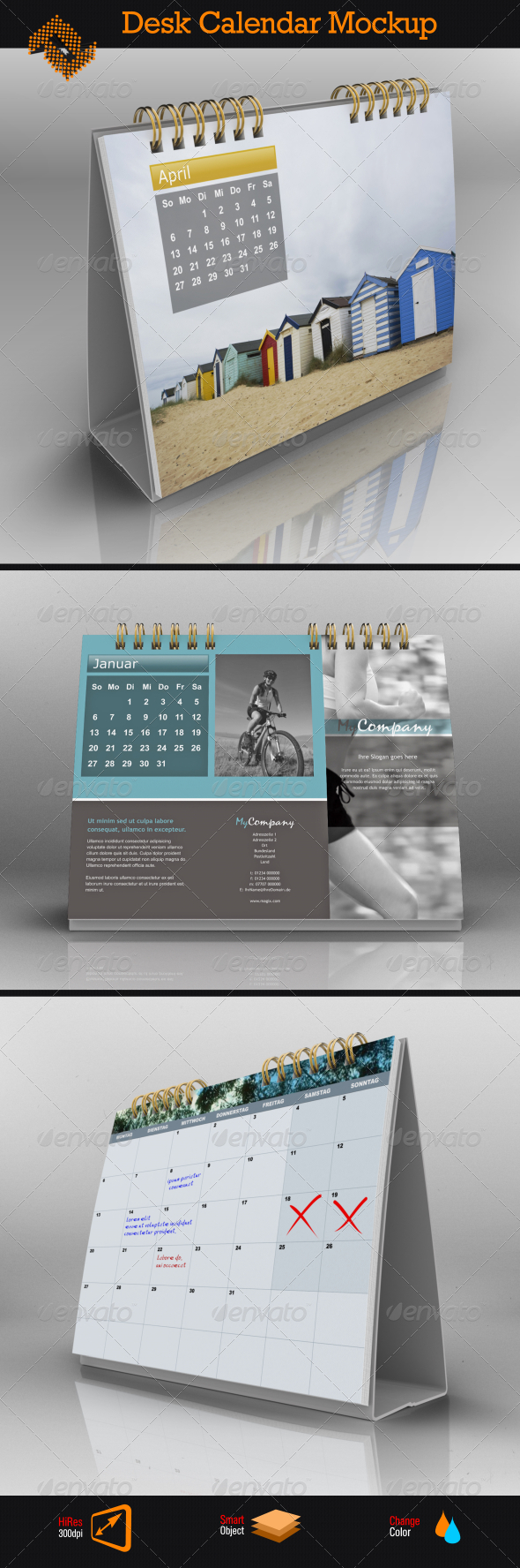 Landscape Desk Calendar Mock Up