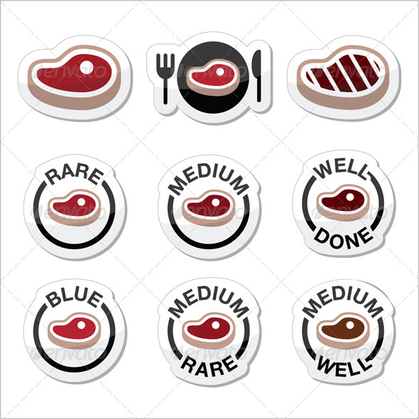 GraphicRiver Steak Medium Rare Well Done Grilled Icons Set 8624771 GraphicRiver Steak Medium Rare Well Done Grilled Icons Set 8624771