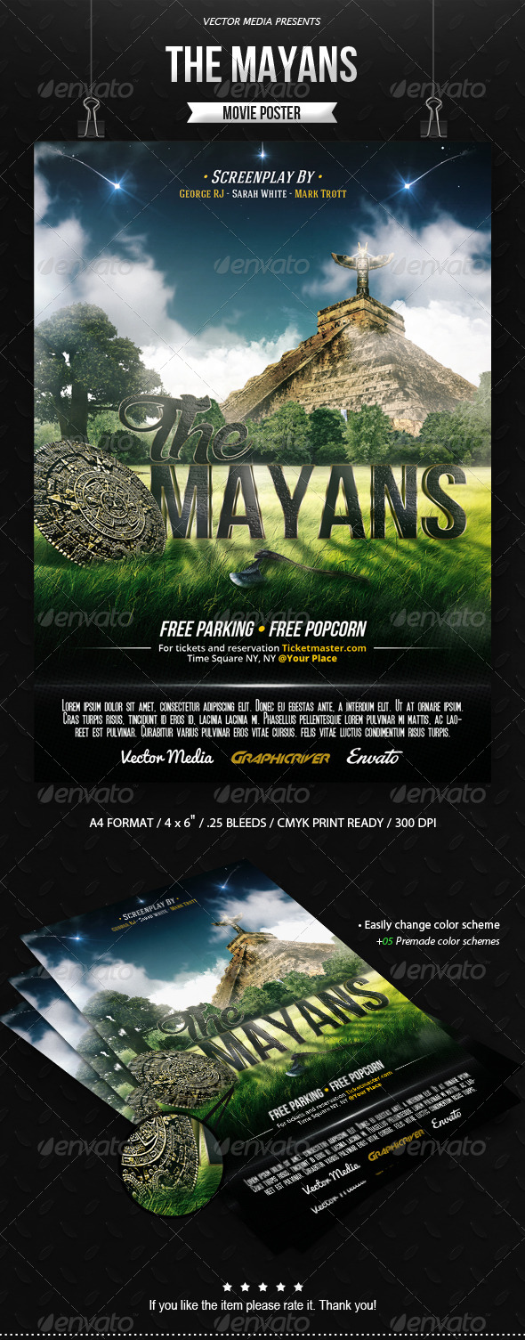 GraphicRiver The Mayans Movie Poster 8625341 GraphicRiver The Mayans Movie Poster 8625341