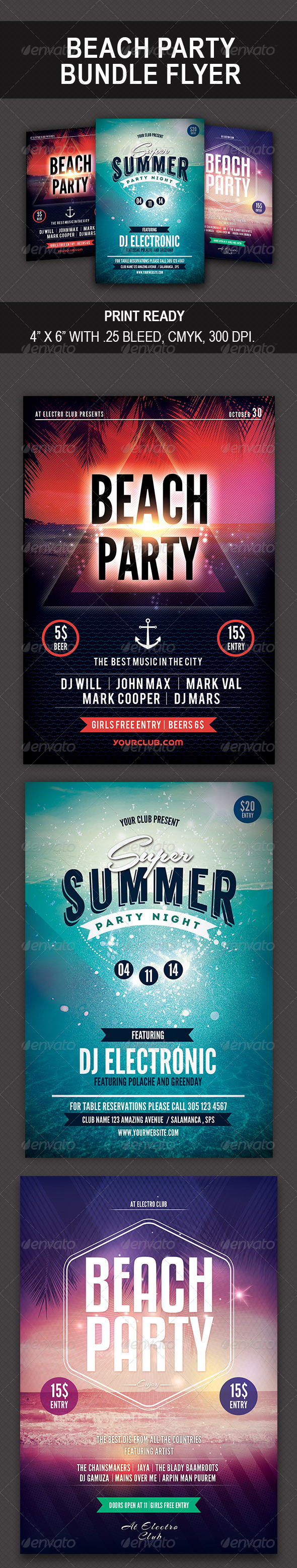 GraphicRiver Beach Party Bundle Flyer 8607356 GraphicRiver Beach Party Bundle Flyer 8607356