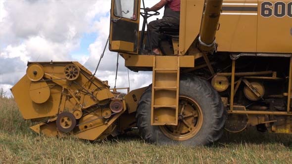 Combine Harvester And Oat Field 2 Combine Harvester And Oat Field 2