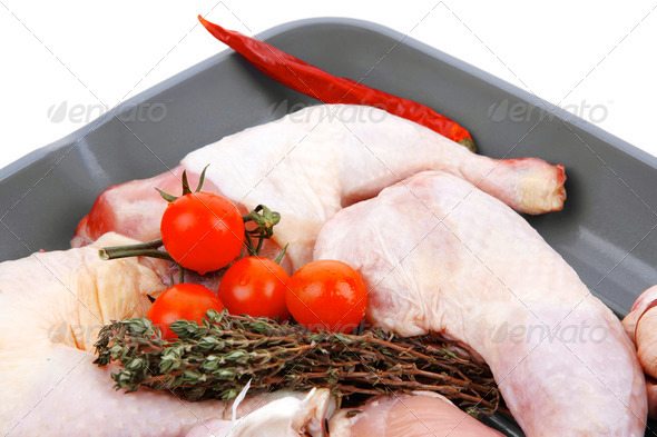 raw chicken legs with tomatoes (Misc) Photo Download