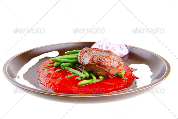 meat medalion on beans (Misc) Photo Download