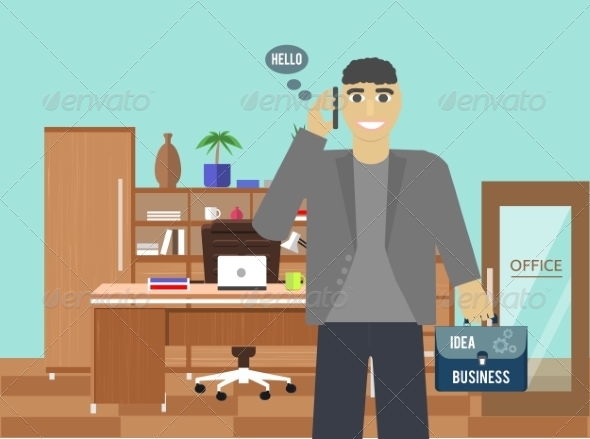 GraphicRiver Businessman Standing in Office 8626084 GraphicRiver Businessman Standing in Office 8626084