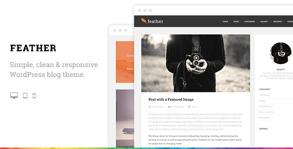 Feather - Clean Flat Responsive WordPress Blog Theme - Personal Blog / Magazine