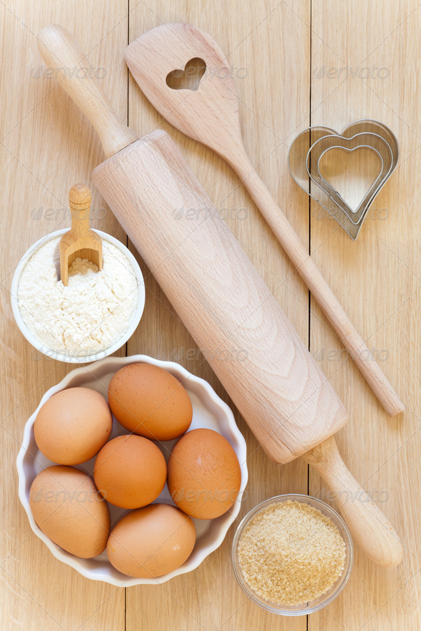 Baking utensils and ingredients