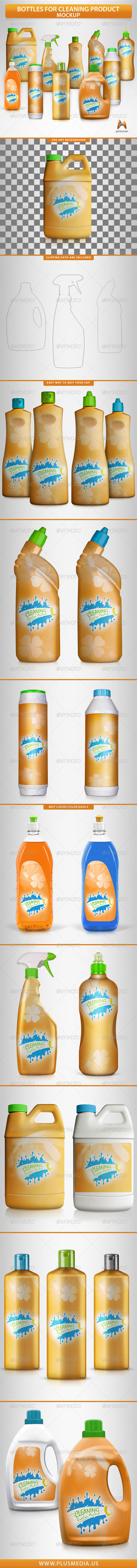 GraphicRiver Bottles for Cleaning Products Mockup 8631135 GraphicRiver Bottles for Cleaning Products Mockup 8631135