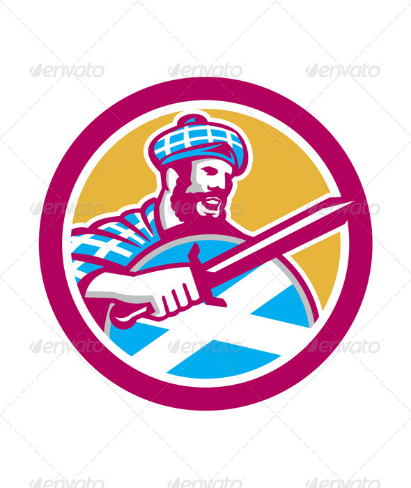 GraphicRiver Highlander Scotsman Sword Shield Circle 8631301 GraphicRiver Highlander Scotsman Sword Shield Circle 8631301
