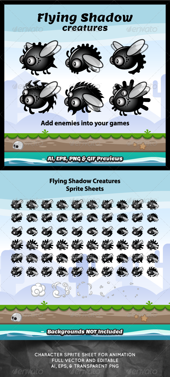GraphicRiver Flying Shadow Creatures Sprite Sheets 8632272 GraphicRiver Flying Shadow Creatures Sprite Sheets 8632272