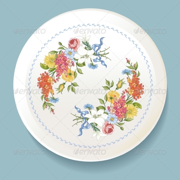 GraphicRiver Baroque Bouquet of Wildflowers on White Plate 8635504 GraphicRiver Baroque Bouquet of Wildflowers on White Plate 8635504