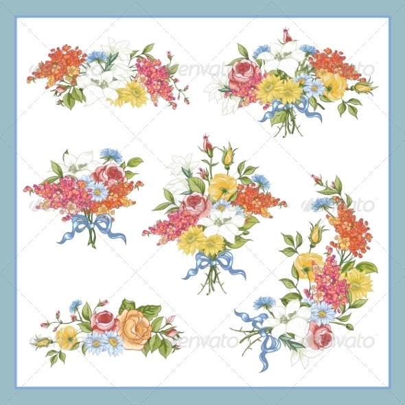 GraphicRiver Set of Baroque Bouquet Wildflowers 8635636 GraphicRiver Set of Baroque Bouquet Wildflowers 8635636