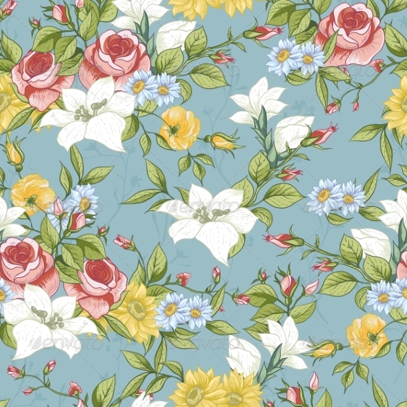 GraphicRiver Seamless Pattern with Vintage Wildflowers 8635640 GraphicRiver Seamless Pattern with Vintage Wildflowers 8635640