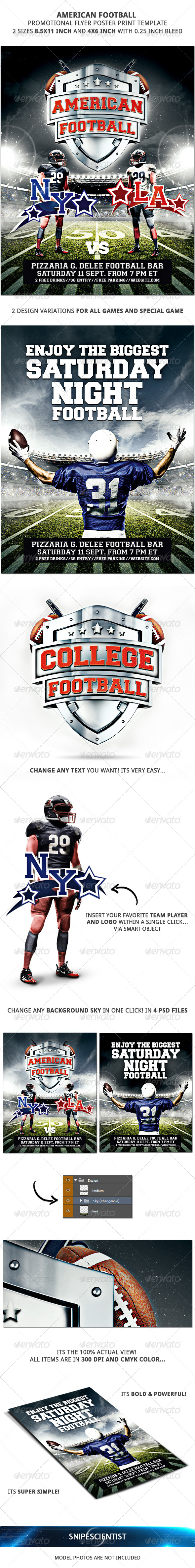 American Football Promotional Flyer Poster 2 Sizes American Football Promotional Flyer Poster 2 Sizes