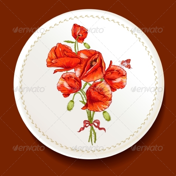 GraphicRiver Beautiful Bouquet of Red Poppy on a White Plate 8638519 GraphicRiver Beautiful Bouquet of Red Poppy on a White Plate 8638519