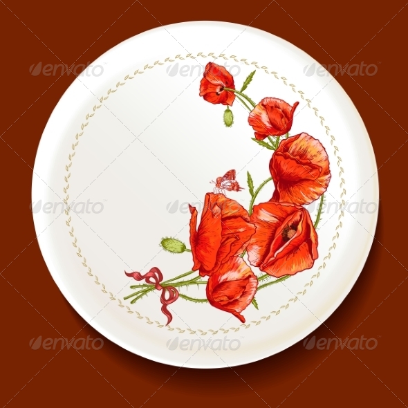 GraphicRiver Beautiful Bouquet of Red Poppy on a White Plate 8638522 GraphicRiver Beautiful Bouquet of Red Poppy on a White Plate 8638522