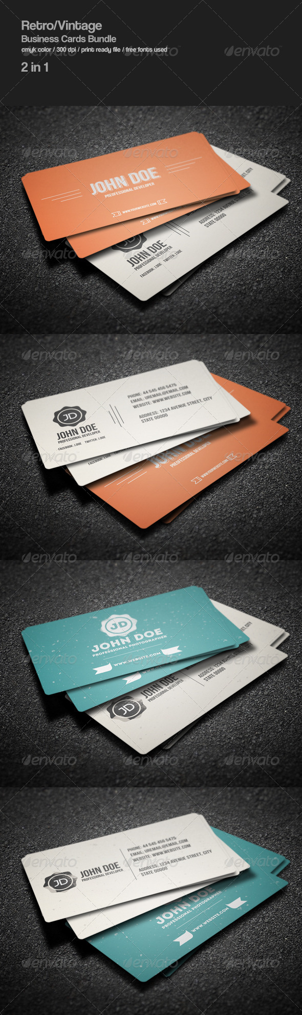 GraphicRiver Retro Business Cards Bundle 8638612 GraphicRiver Retro Business Cards Bundle 8638612