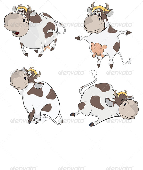 Set of Cows Cartoon Set of Cows Cartoon