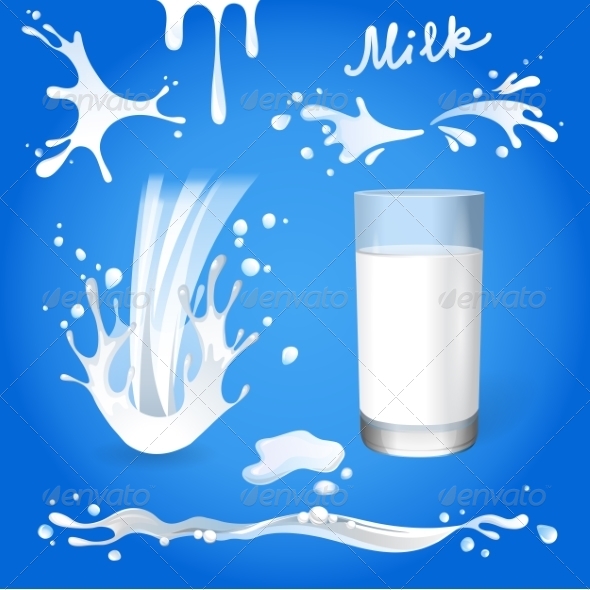 GraphicRiver Milk Splashes and Glass of Milk 8642658 GraphicRiver Milk Splashes and Glass of Milk 8642658