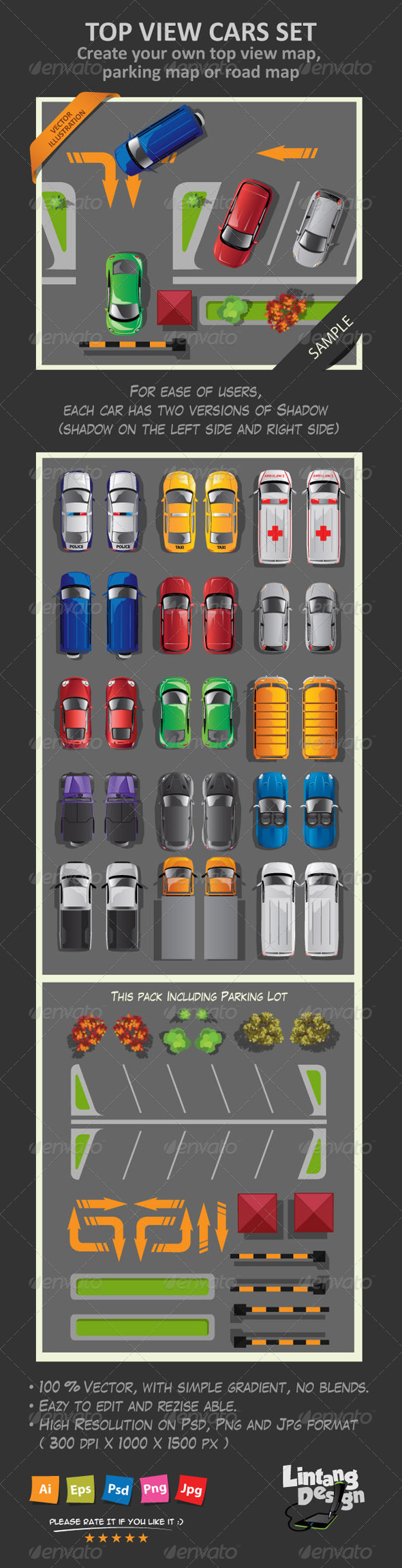 GraphicRiver Top View Cars Set 8605780 GraphicRiver Top View Cars Set 8605780