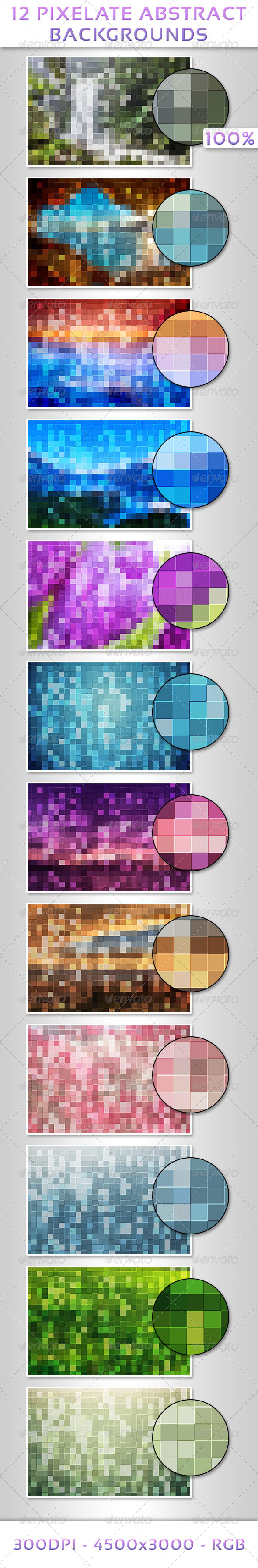 12 Pixelate Abstract Backgrounds