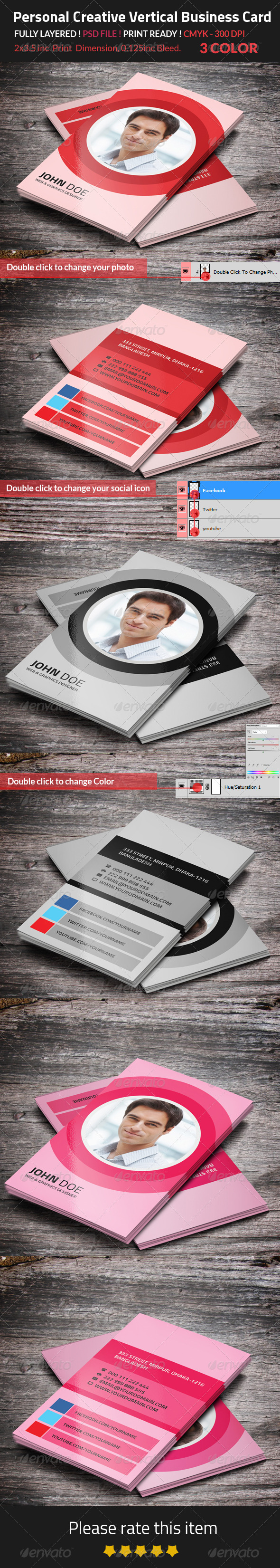 GraphicRiver Personal Creative Vertical Business Card 8645799 GraphicRiver Personal Creative Vertical Business Card 8645799