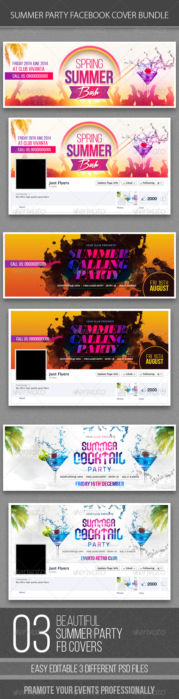 GraphicRiver Summer Party FB Cover Bundle 8646627 GraphicRiver Summer Party FB Cover Bundle 8646627