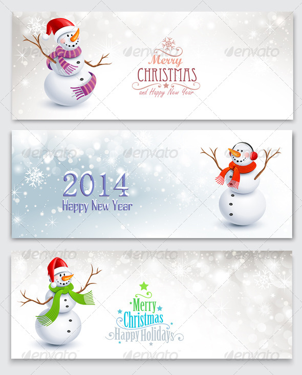 GraphicRiver Christmas Banners with Snowmen 8648658 GraphicRiver Christmas Banners with Snowmen 8648658