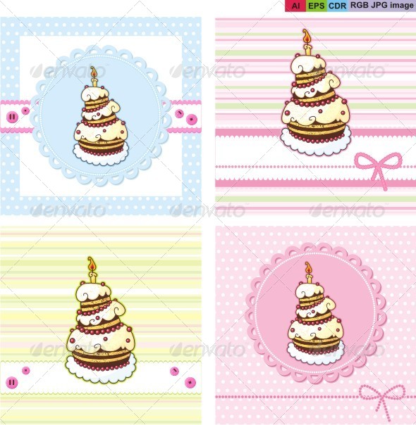 GraphicRiver Cards Set with Holiday Cake 8623147 GraphicRiver Cards Set with Holiday Cake 8623147