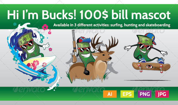 GraphicRiver Bucks the Hundred Bill Mascot Character 8614590 GraphicRiver Bucks the Hundred Bill Mascot Character 8614590