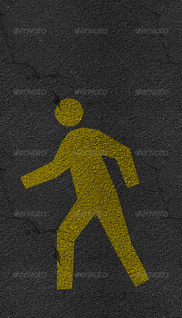 Pedestrian symbol on Asphalt road (Misc) Photo Download