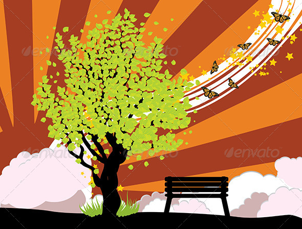 GraphicRiver Summer Illustration with Green Tree 8661321 GraphicRiver Summer Illustration with Green Tree 8661321
