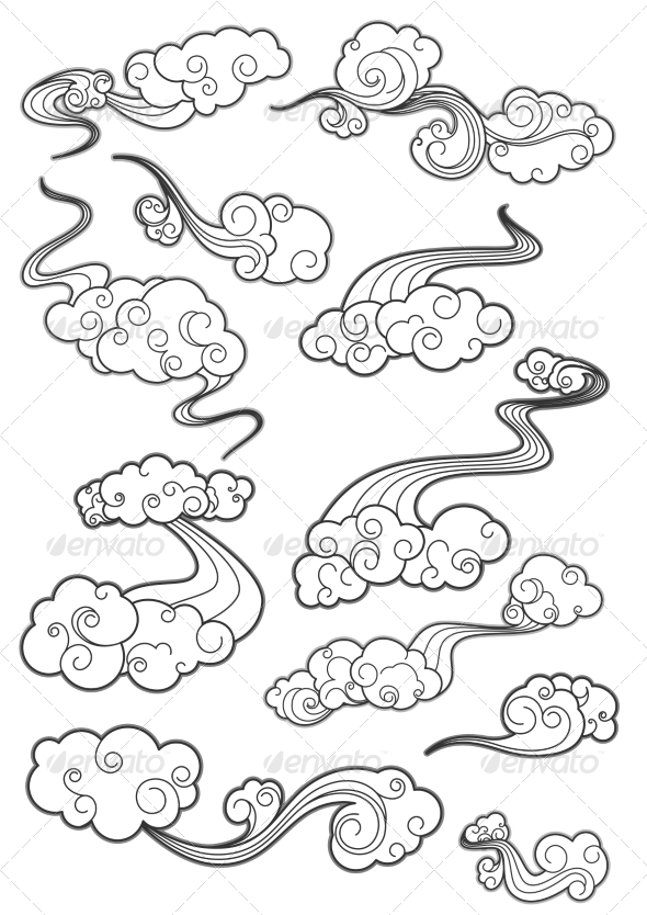 GraphicRiver Retro Clouds Set 8661501 GraphicRiver Retro Clouds Set 8661501