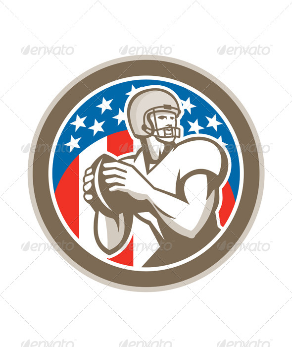 GraphicRiver American Football Quarterback QB Circle Retro 8663784 GraphicRiver American Football Quarterback QB Circle Retro 8663784