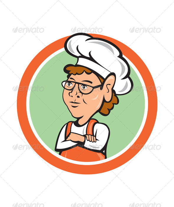 GraphicRiver Chef Cook Female Arms Folded Circle Cartoon 8663899 GraphicRiver Chef Cook Female Arms Folded Circle Cartoon 8663899