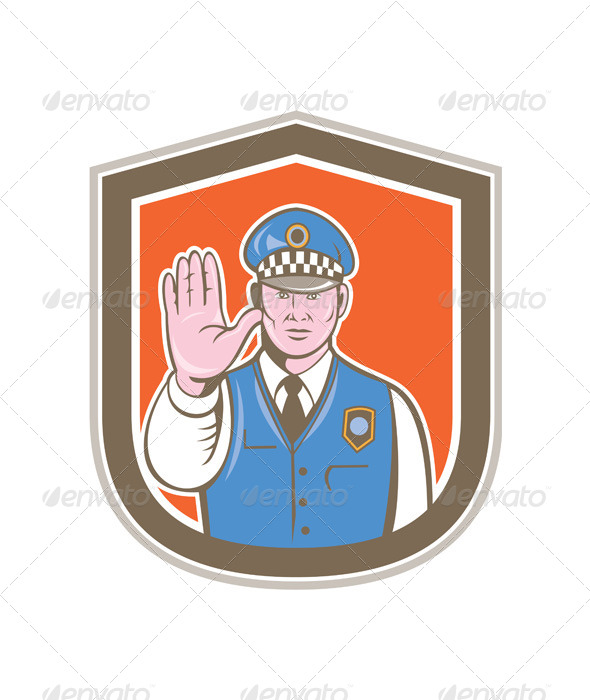 GraphicRiver Traffic Policeman Hand Stop Sign Shield Cartoon 8664064 GraphicRiver Traffic Policeman Hand Stop Sign Shield Cartoon 8664064