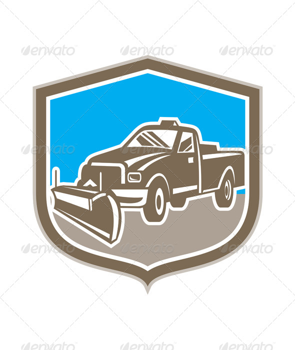 GraphicRiver Snow Plow Truck Shield Retro 8664090 GraphicRiver Snow Plow Truck Shield Retro 8664090