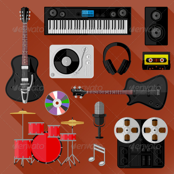 GraphicRiver Set of Music and Sound Objects Flat Design 8664238 GraphicRiver Set of Music and Sound Objects Flat Design 8664238