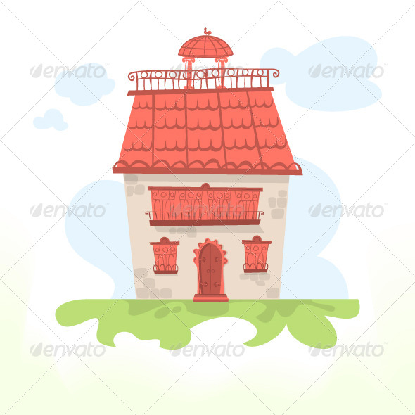 GraphicRiver Fairy House with a Tiled Roof and a Cockerel 8666546 GraphicRiver Fairy House with a Tiled Roof and a Cockerel 8666546