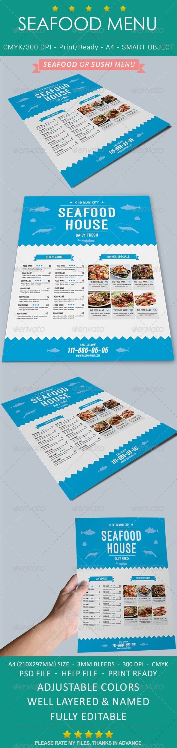 GraphicRiver Seafood Restaurant Menu Flyer 8674922 GraphicRiver Seafood Restaurant Menu Flyer 8674922