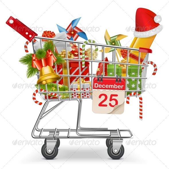 GraphicRiver Cart with Christmas Decorations 8675876 GraphicRiver Cart with Christmas Decorations 8675876