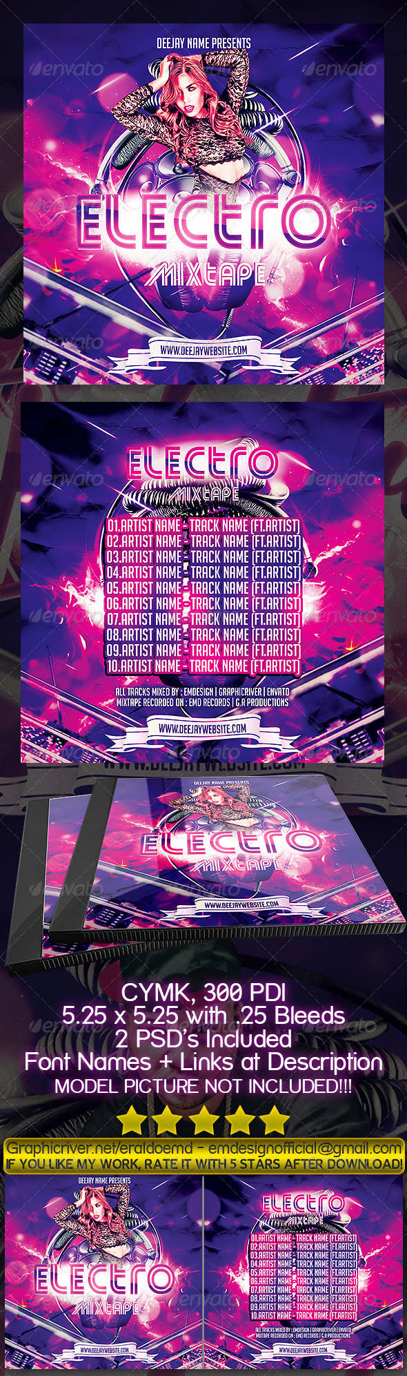 GraphicRiver Electro CD Mixtape Cover 8661450 GraphicRiver Electro CD Mixtape Cover 8661450