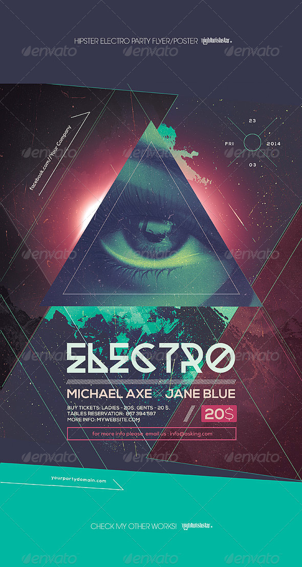 GraphicRiver Hipster Electro Party Poster 8676651 GraphicRiver Hipster Electro Party Poster 8676651