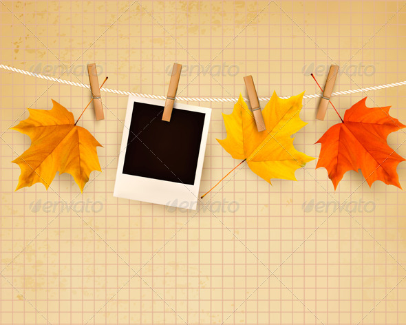 GraphicRiver Autumn Background with Colorful Leaves on Rope 8676988 GraphicRiver Autumn Background with Colorful Leaves on Rope 8676988