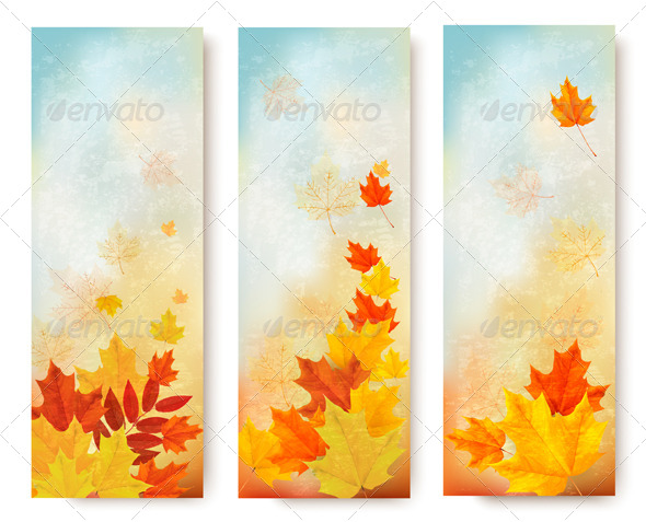 GraphicRiver Three Abstract Autumn Banners with Color Leaves 8677081 GraphicRiver Three Abstract Autumn Banners with Color Leaves 8677081