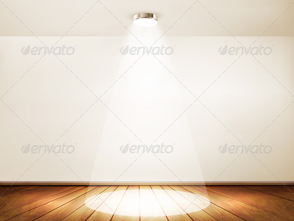 Wall with a spotlight and wooden floor (Backgrounds)