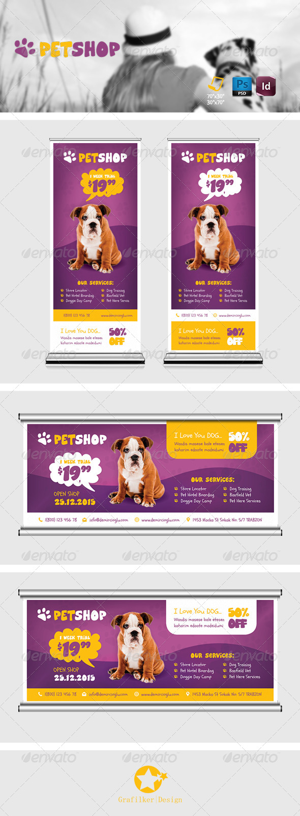 Pet Shop Billboard Roll-Up Template (Signage)