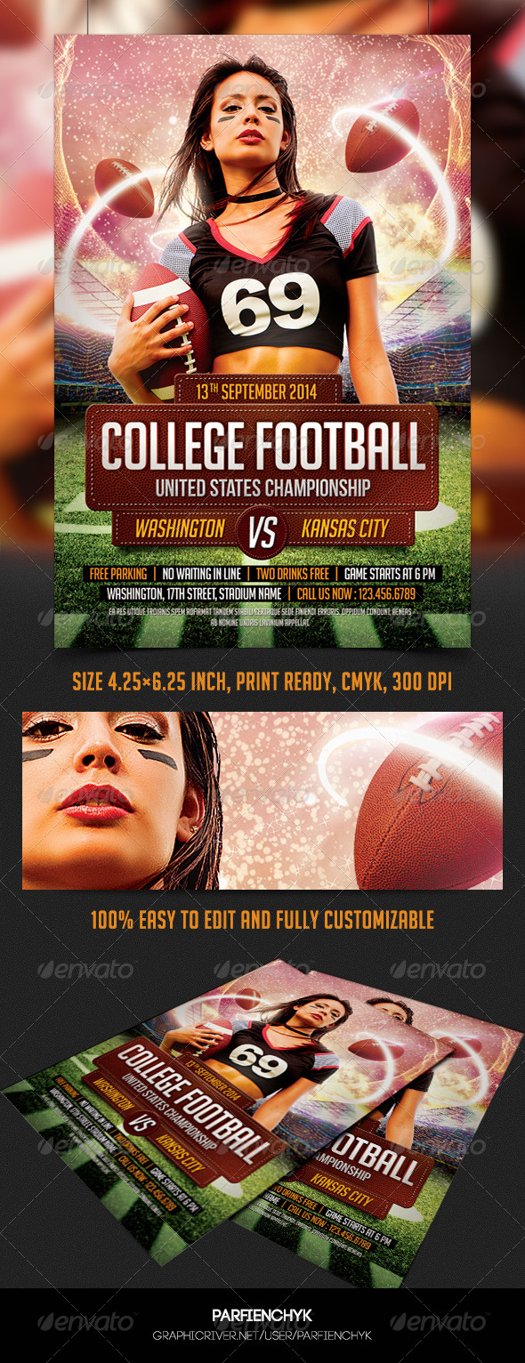 GraphicRiver College Football Flyer Template 8678370 GraphicRiver College Football Flyer Template 8678370