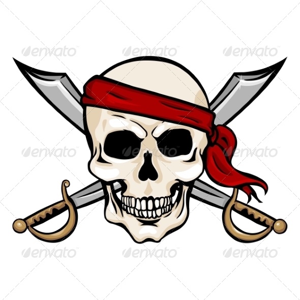 GraphicRiver Vector Cartoon Pirate Skull in Red Headband 8678700 GraphicRiver Vector Cartoon Pirate Skull in Red Headband 8678700